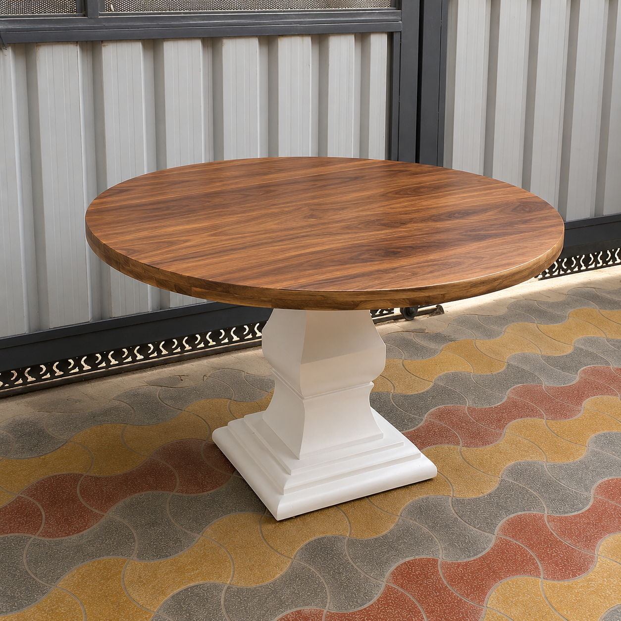 Handmade Round Wooden Dining Table Modern Pedestal Table Farmhouse Kitchen Dining Furniture Solid Wood Table