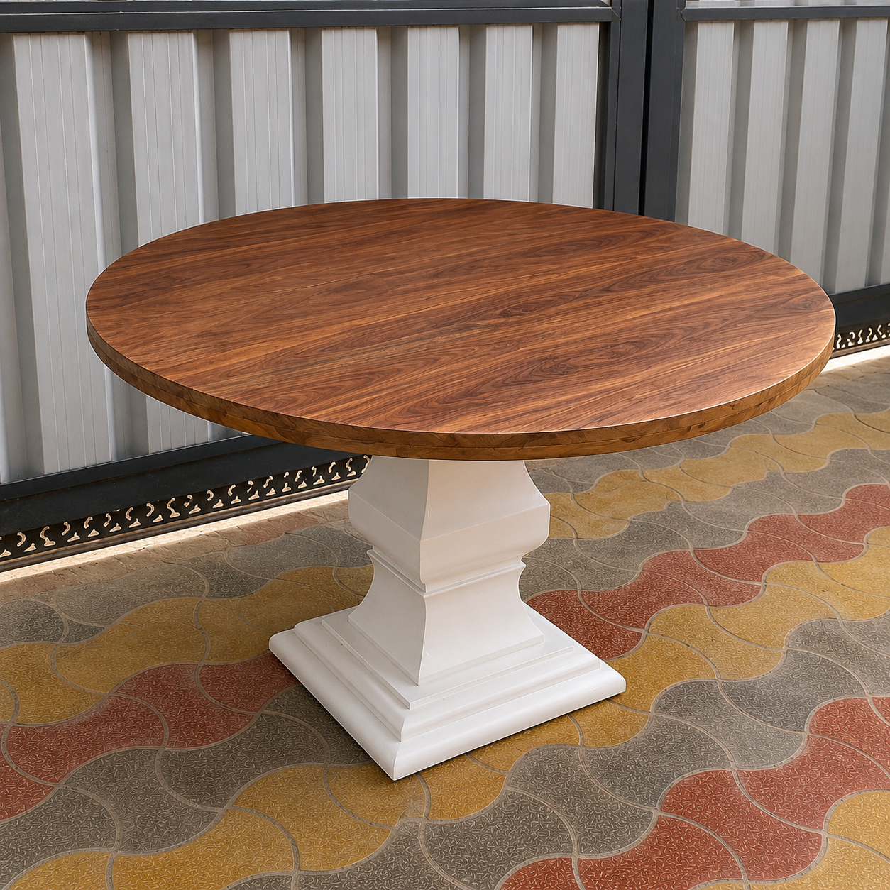 Handmade Round Wooden Dining Table Modern Pedestal Table Farmhouse Kitchen Dining Furniture Solid Wood Table