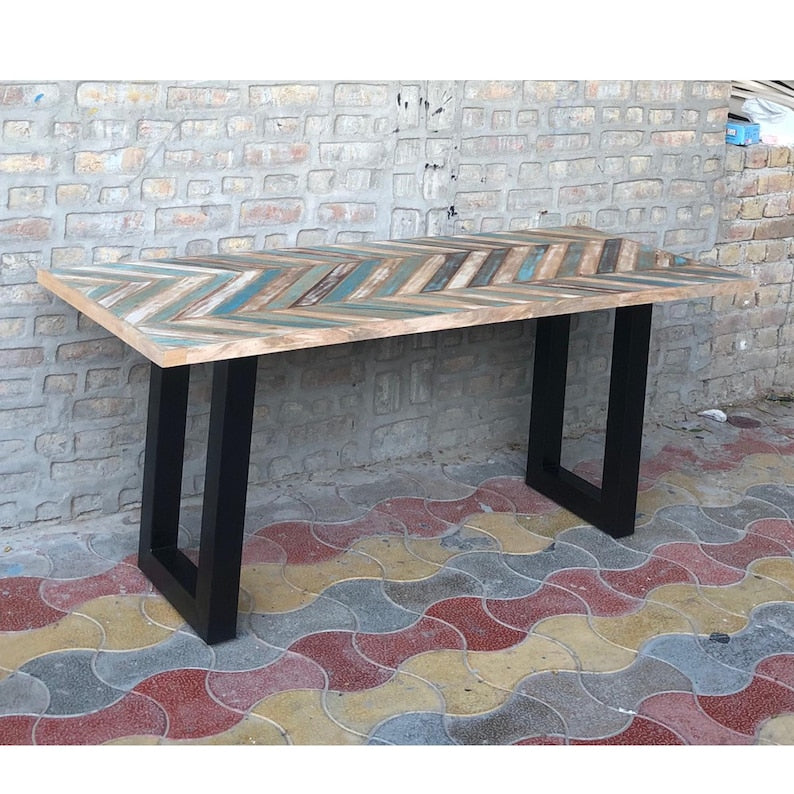 Handmade Reclaimed Wood Coffee Table | Rustic Modern Industrial Table | Geometric Wooden Center Table with Hairpin Legs | Farmhouse Living Room Furniture