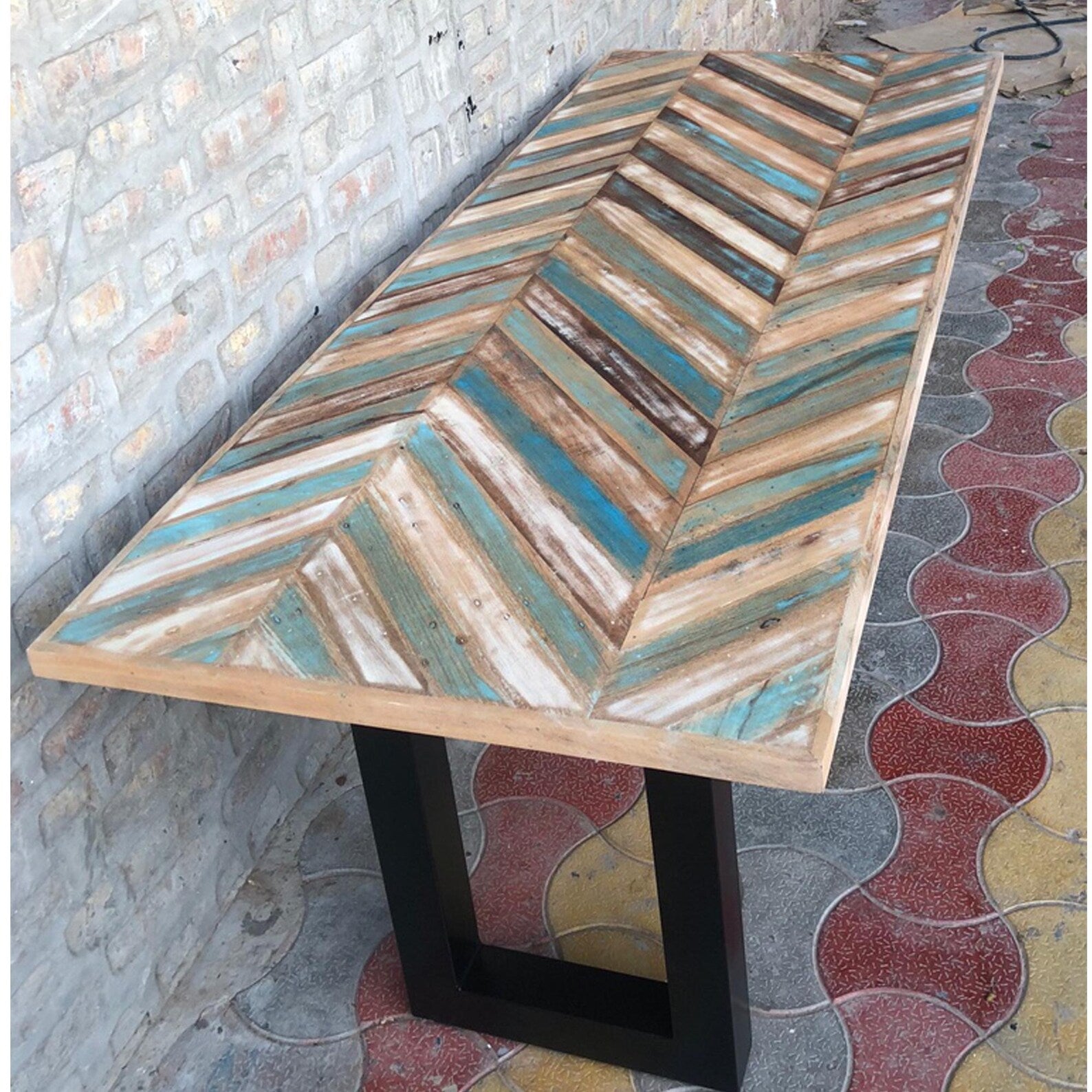 Handmade Reclaimed Wood Coffee Table | Rustic Modern Industrial Table | Geometric Wooden Center Table with Hairpin Legs | Farmhouse Living Room Furniture