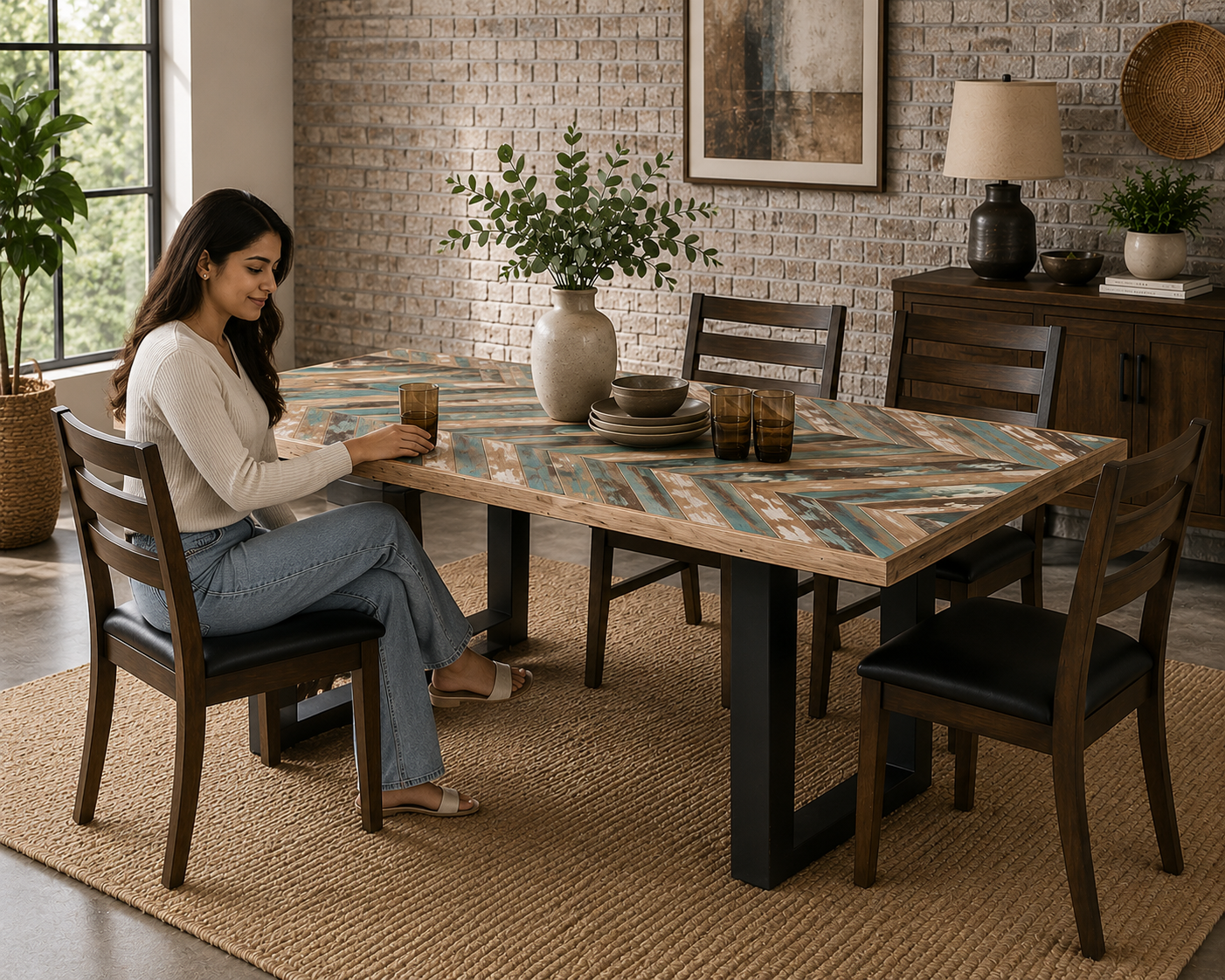 Handmade Reclaimed Wood Coffee Table | Rustic Modern Industrial Table | Geometric Wooden Center Table with Hairpin Legs | Farmhouse Living Room Furniture
