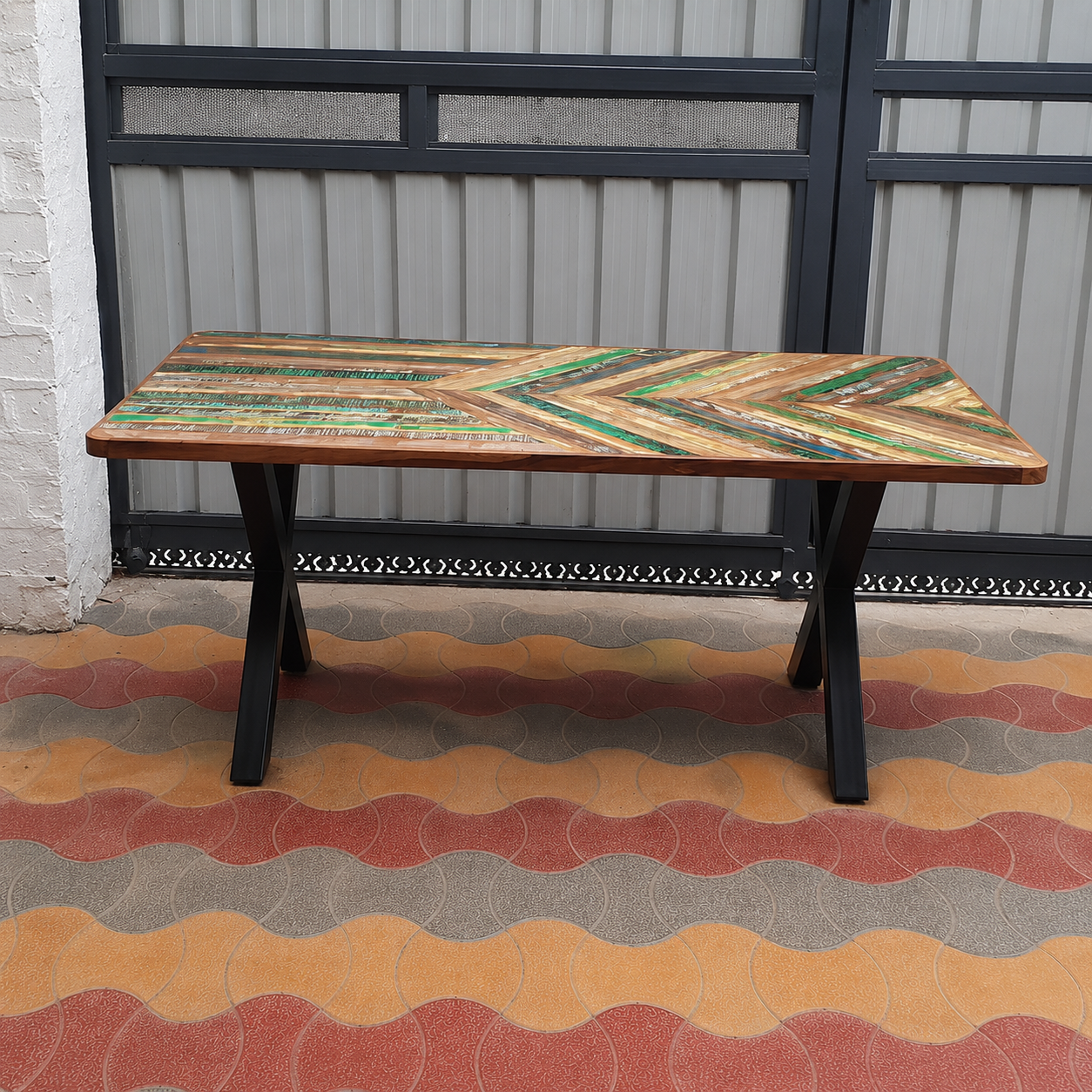 Handmade Reclaimed Wood Dining Table, Rustic Modern Dining Room Table, Industrial Wooden Kitchen Table with Metal Legs