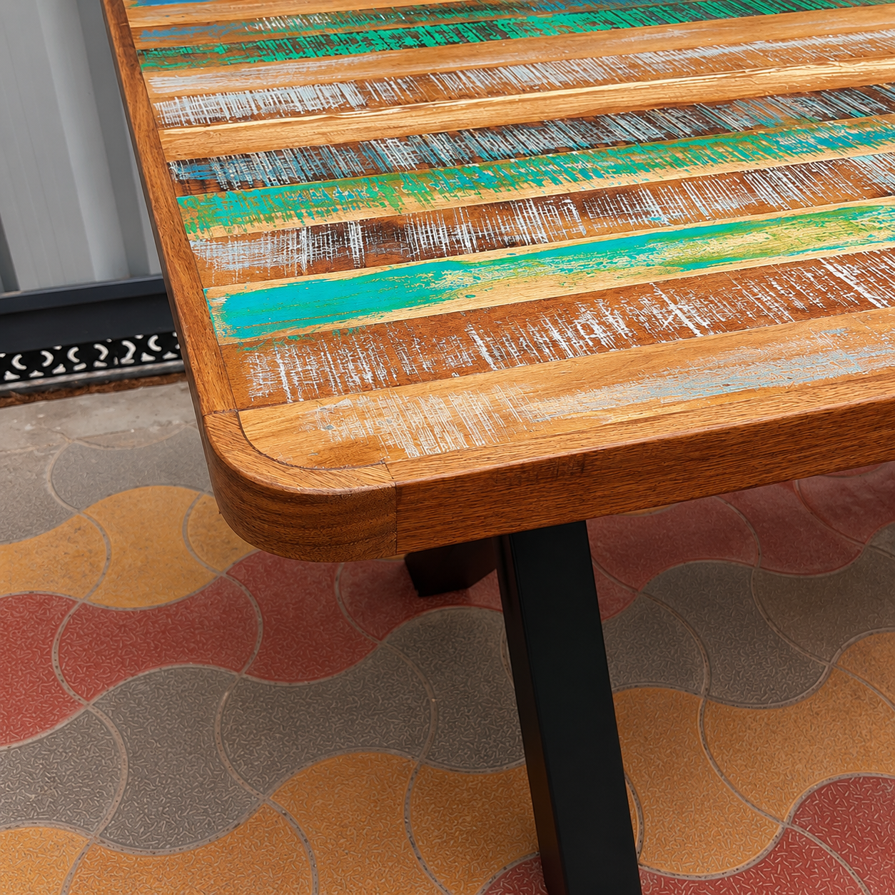 Handmade Reclaimed Wood Dining Table, Rustic Modern Dining Room Table, Industrial Wooden Kitchen Table with Metal Legs