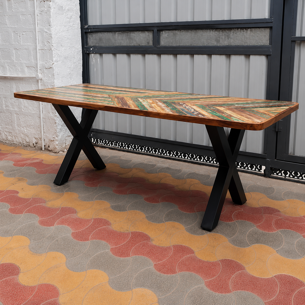 Handmade Reclaimed Wood Dining Table, Rustic Modern Dining Room Table, Industrial Wooden Kitchen Table with Metal Legs