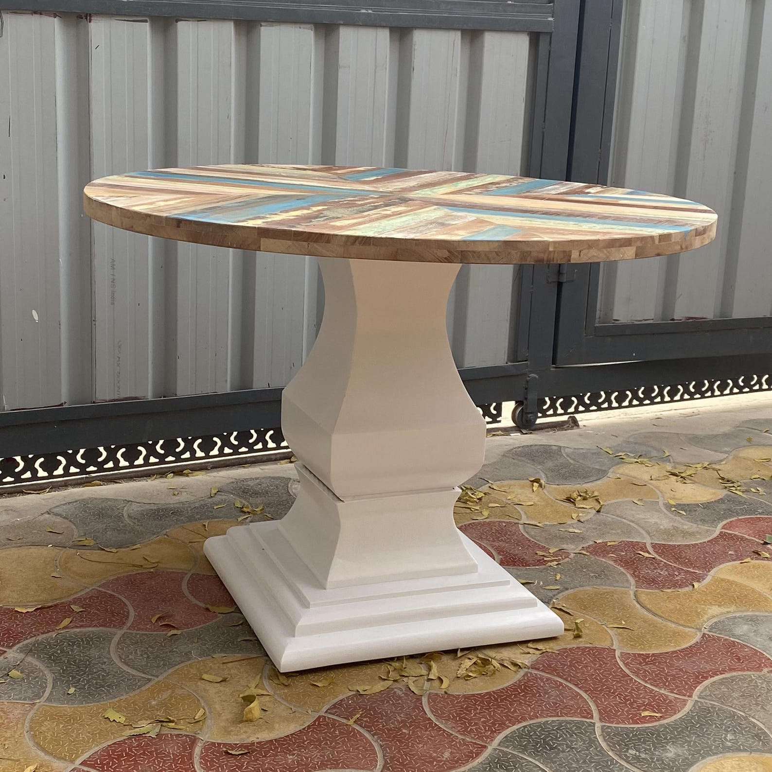 Modern Round Wooden Dining Table, Handmade Rustic Farmhouse Kitchen Table, Luxury Dining Furniture