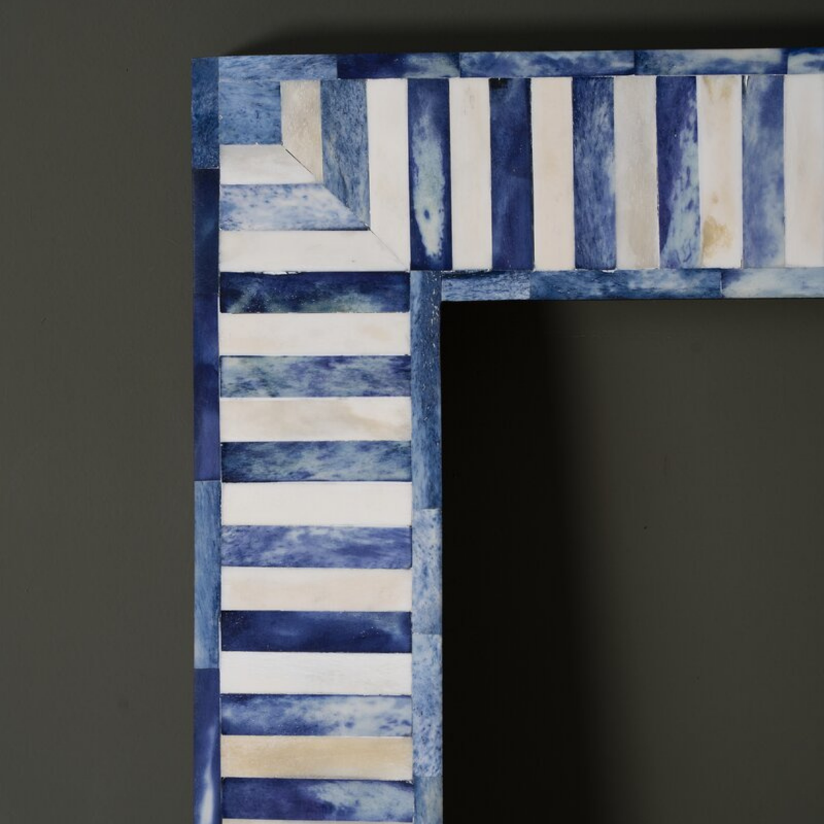 Handmade Blue Bone Inlay Striped Mirror | Rectangular Decorative Wall Mirror