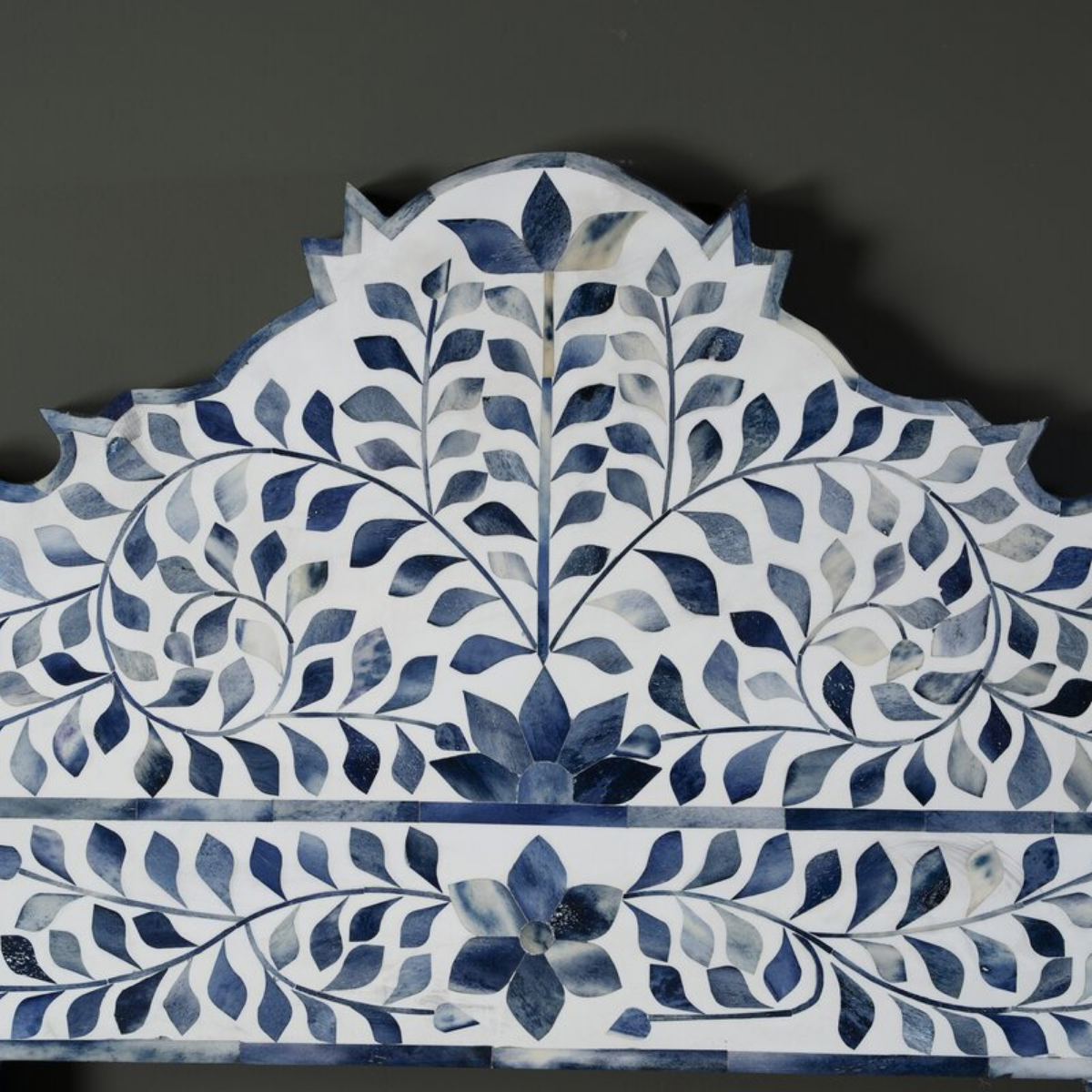 Handmade Blue Bone Inlay Floral Mirror | Decorative Wall Accent Mirror