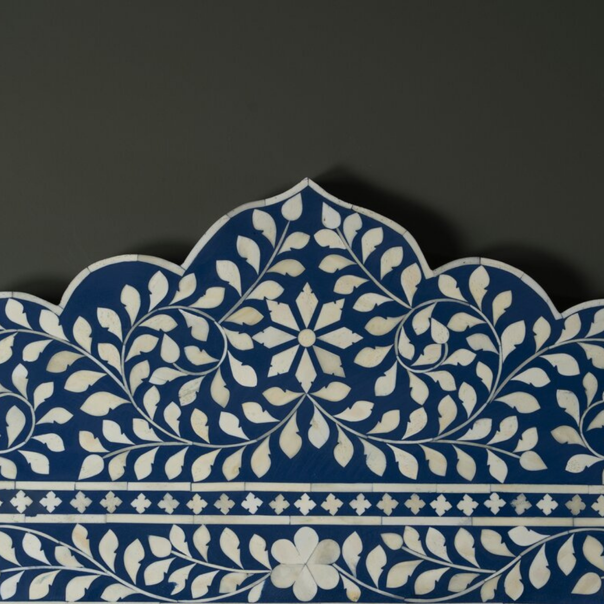 Handmade Black Bone Inlay Arch Mirror | Floral Decorative Wall Mirror