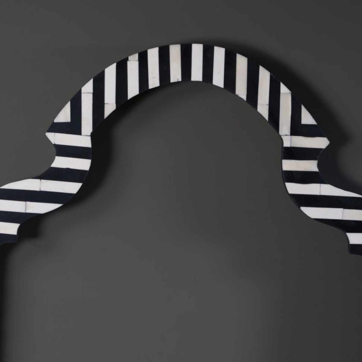 Handmade Black and White Bone Inlay Arch Mirror | Luxury Wall Mirror
