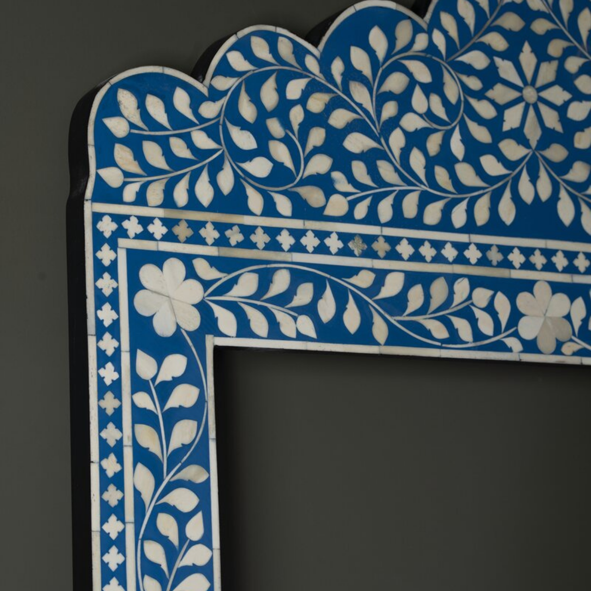 Handmade Blue Bone Inlay Arch Mirror | Decorative Wall Mirror