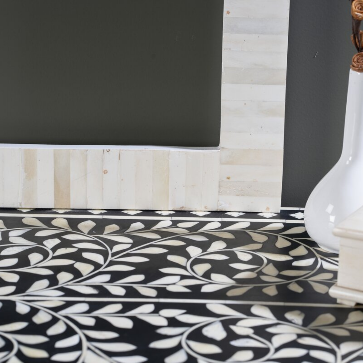 Handmade White Bone Inlay Arch Mirror | Decorative Wall Mirror