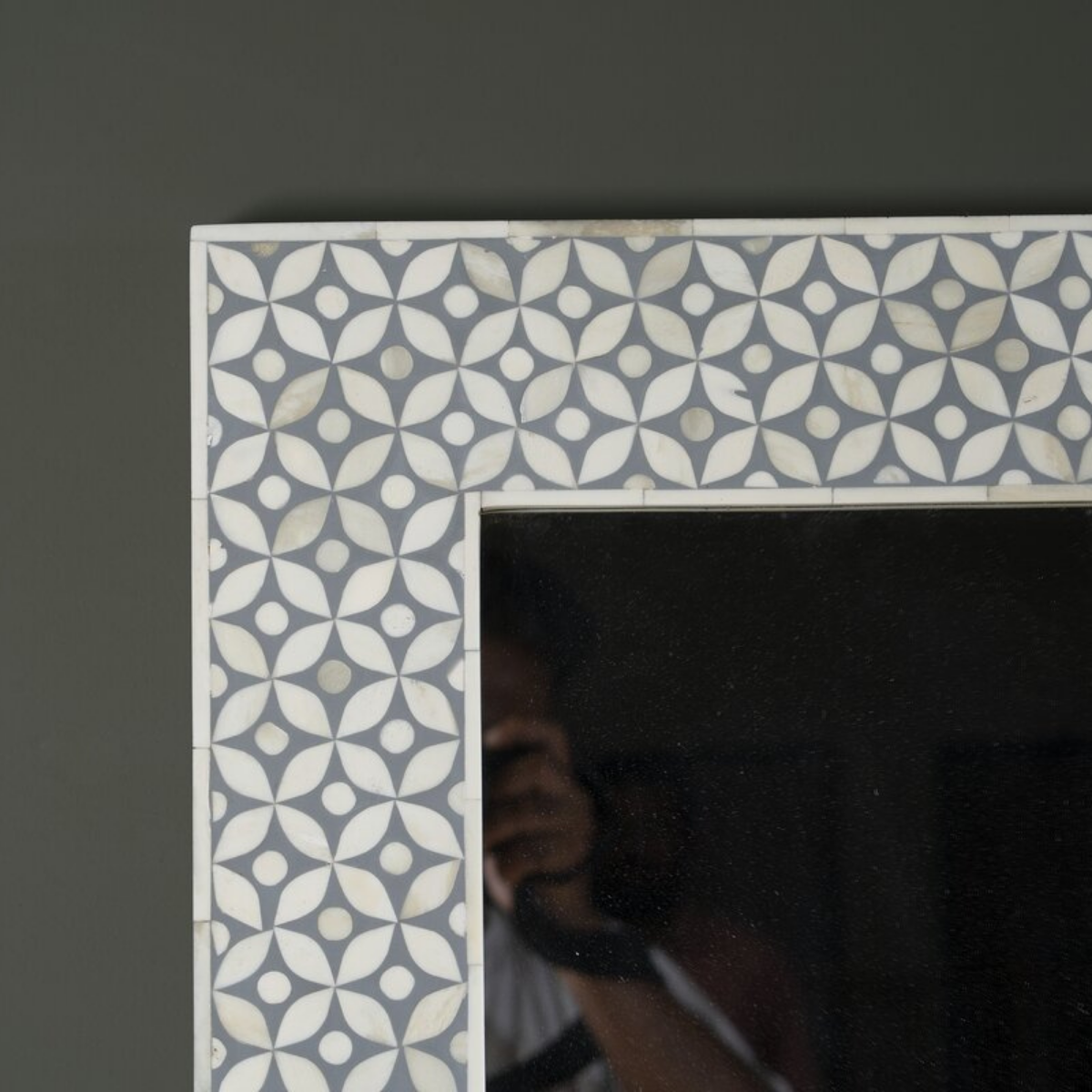 Handmade Geometric Bone Inlay Wall Mirror | Luxury Decorative Mirror