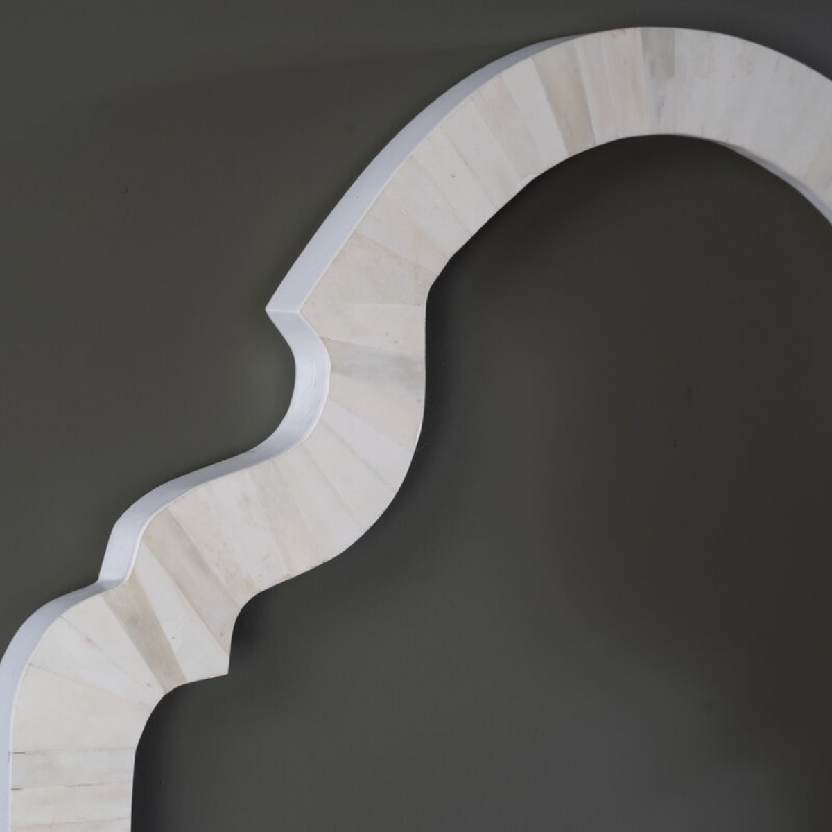 Handmade White Bone Inlay Arch Mirror | Decorative Wall Mirror