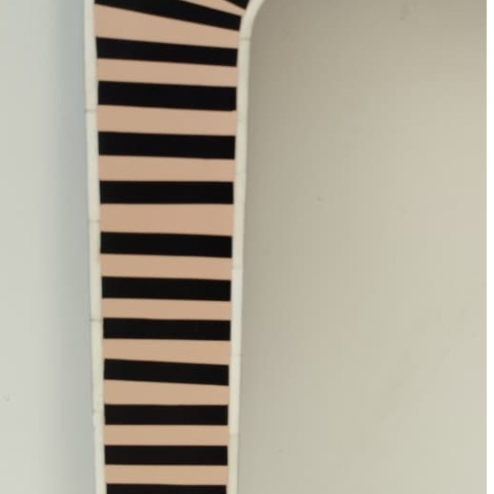Handmade Black & White Striped Bone Inlay Mirror Frame | Modern Rectangular Wall Mirror