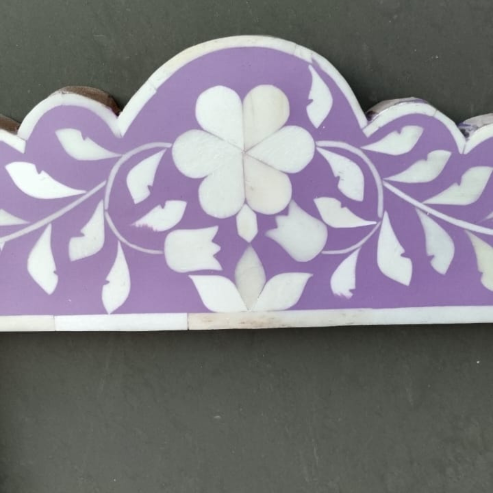 Purple Floral Bone Inlay Mirror Scalloped Frame Handmade Decorative Wall Mirror Luxury Home Decor