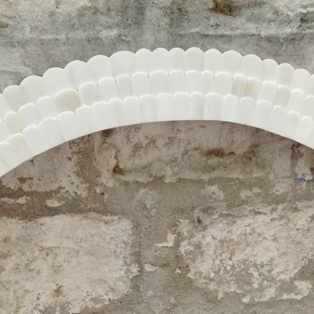 Handmade White Bone Inlay Round Mirror Frame | Luxury Decorative Wall Mirror
