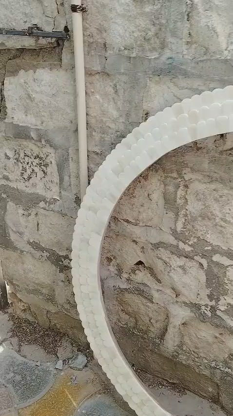 Handmade White Bone Inlay Round Mirror Frame | Luxury Decorative Wall Mirror