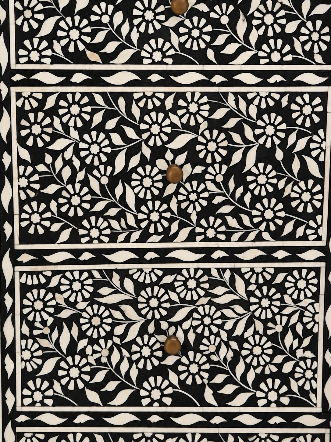 Handmade Black Bone Inlay 6 Drawer Dresser – Floral Chest of Drawers