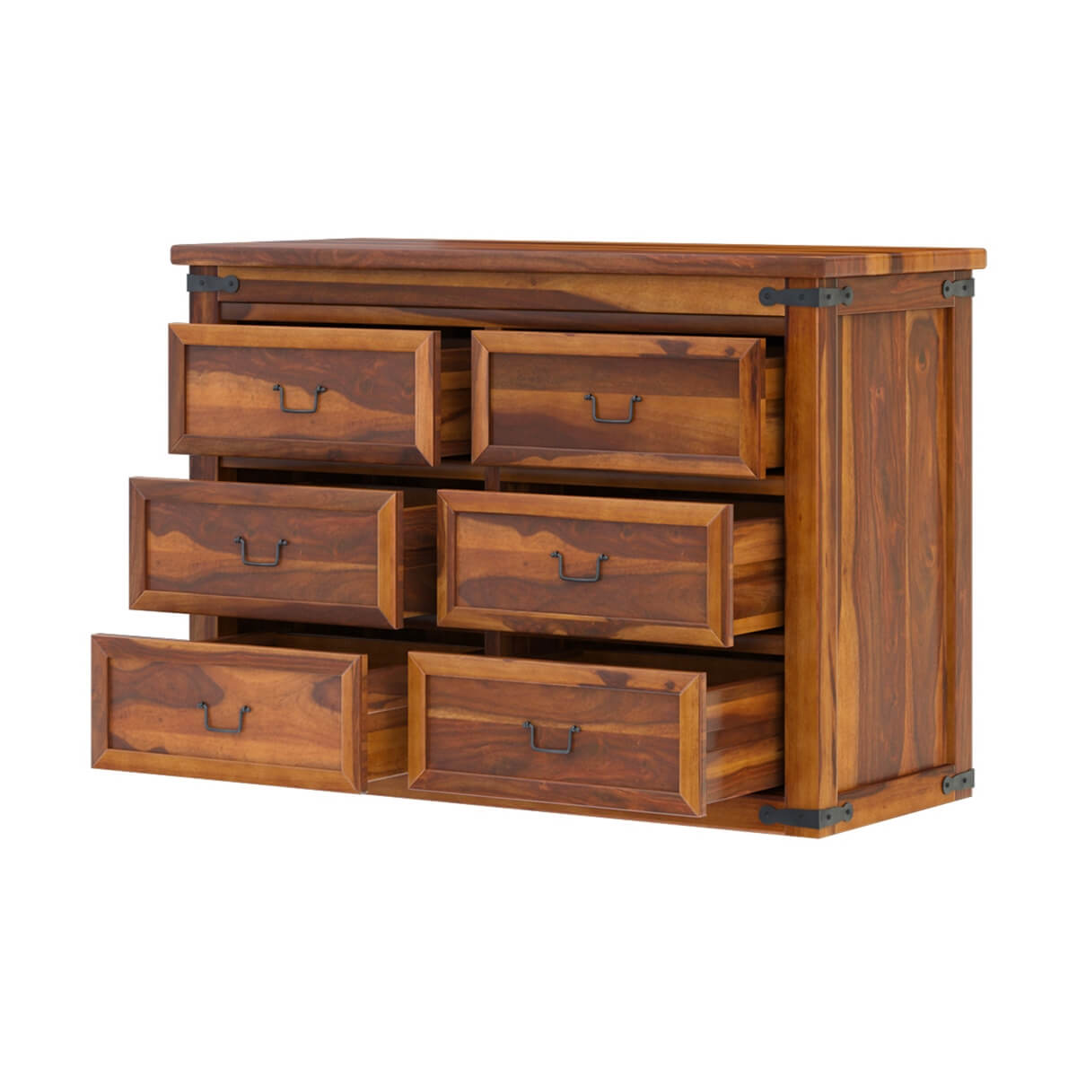 Solid Wood 6 Drawer Dresser | Classic Shaker Style Chest of Drawers | Rustic Farmhouse Bedroom Storage Cabinet