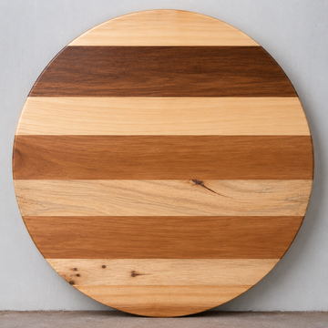 Handmade Solid Wood Round Table Top – Natural Striped Dining & Coffee Table Surface
