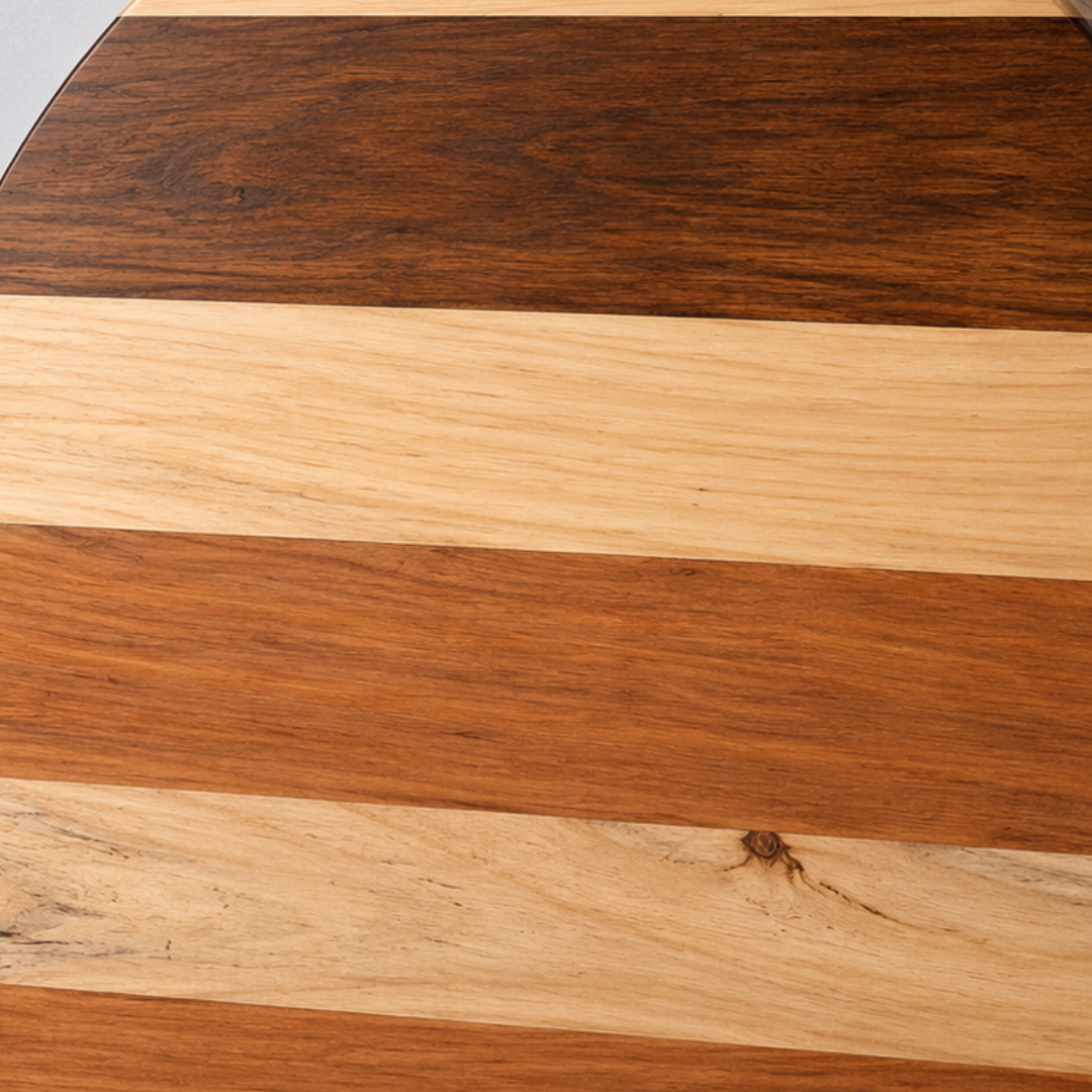 Handmade Solid Wood Round Table Top – Natural Striped Dining & Coffee Table Surface