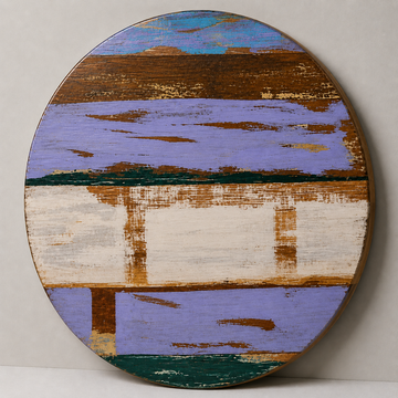 Handmade Distressed Round Wooden Table Top – Rustic Painted Reclaimed Style Surface