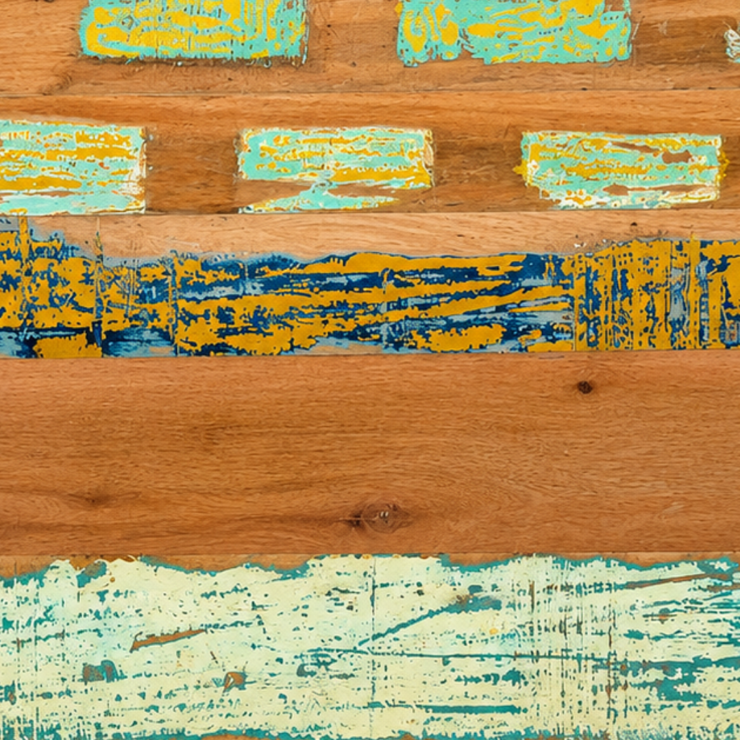 Handmade Reclaimed Wood Round Table Top – Distressed Colorful Rustic Dining & Coffee Table Surface