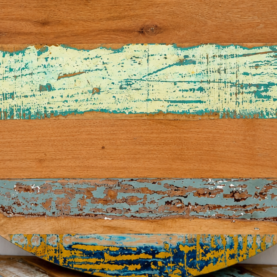 Handmade Reclaimed Wood Round Table Top – Distressed Colorful Rustic Dining & Coffee Table Surface