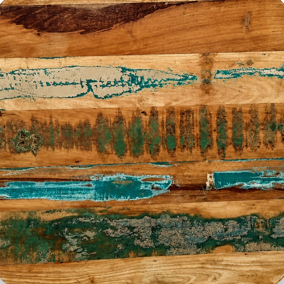 Reclaimed Wood Round Table Top – Handmade Rustic Painted Wooden Surface