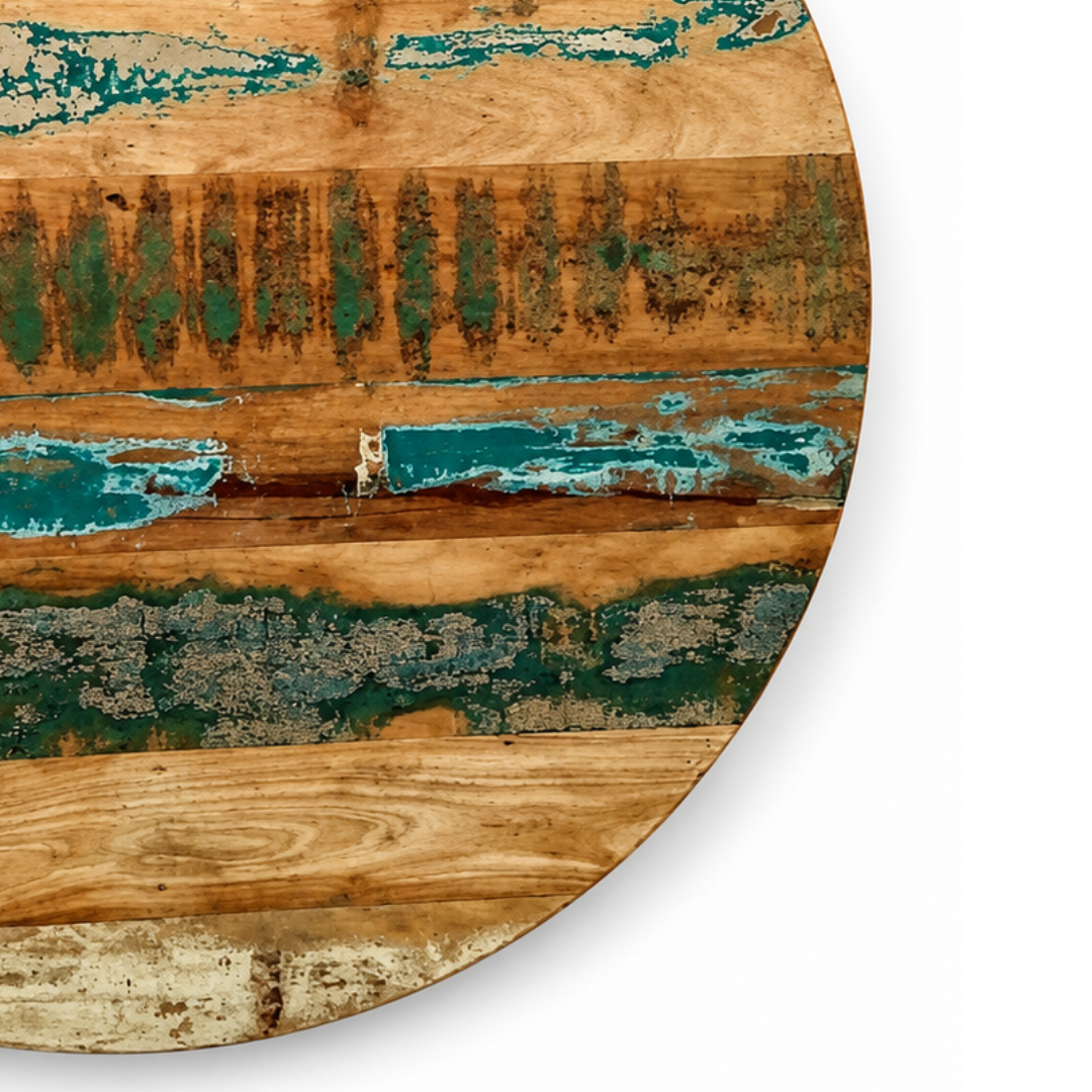 Reclaimed Wood Round Table Top – Handmade Rustic Painted Wooden Surface