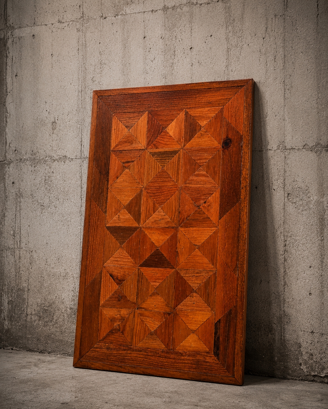 Handmade Geometric Wooden Table Top – Rustic Solid Wood Furniture