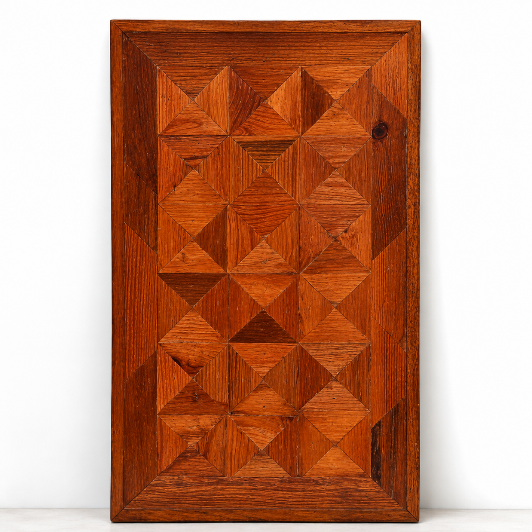 Handmade Geometric Wooden Table Top – Rustic Solid Wood Furniture