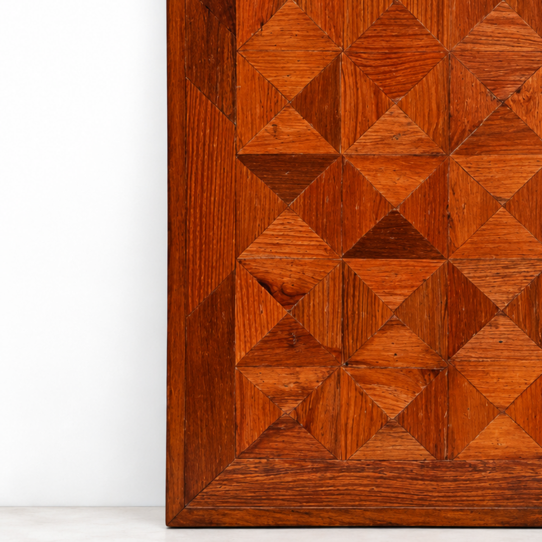Handmade Geometric Wooden Table Top – Rustic Solid Wood Furniture