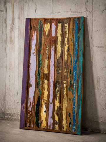 Handmade Reclaimed Wood Table Top – Rustic Colorful Wooden Furniture