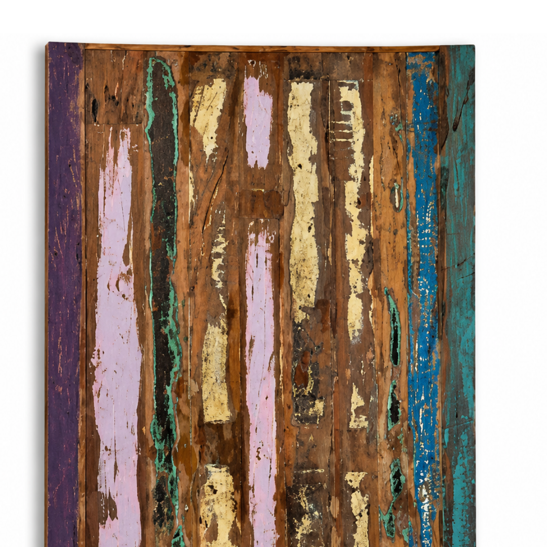 Handmade Reclaimed Wood Table Top – Rustic Colorful Wooden Furniture