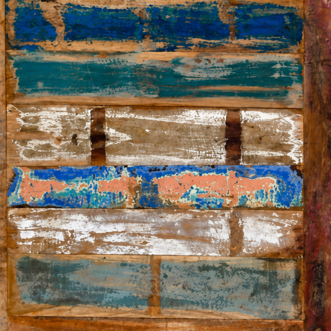 Handmade Reclaimed Wood Table Top – Rustic Colorful Wooden Panel