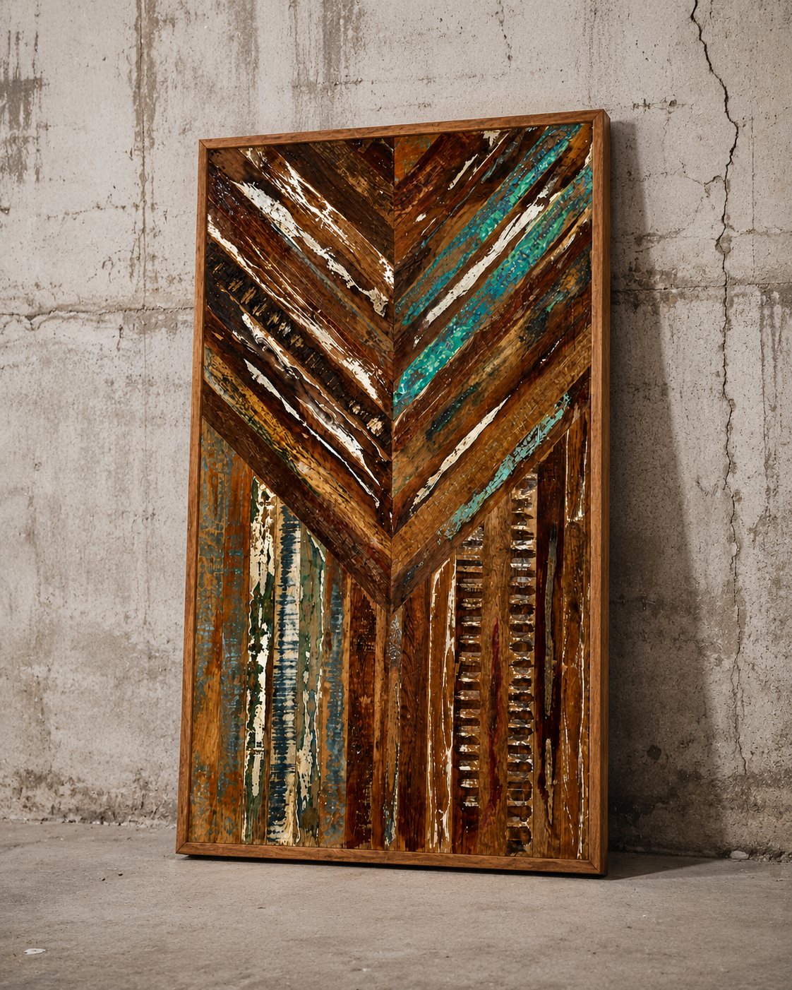 Handmade Reclaimed Wood Chevron Table Top – Rustic Wooden Panel