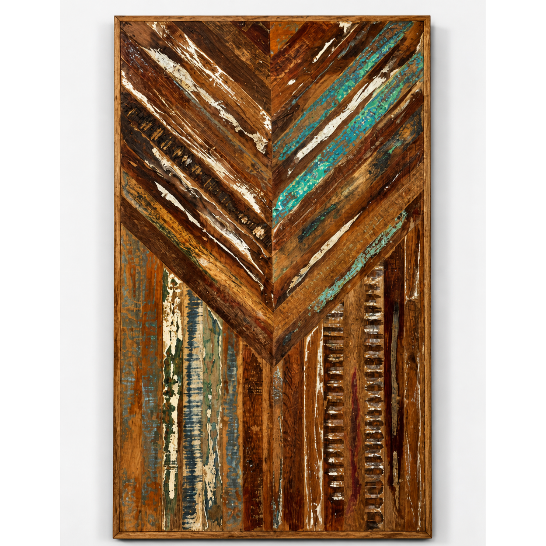 Handmade Reclaimed Wood Chevron Table Top – Rustic Wooden Panel