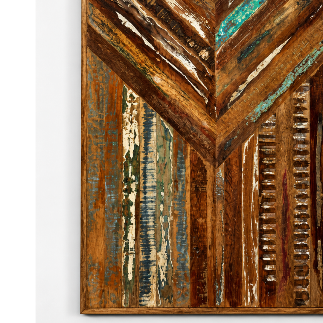 Handmade Reclaimed Wood Chevron Table Top – Rustic Wooden Panel