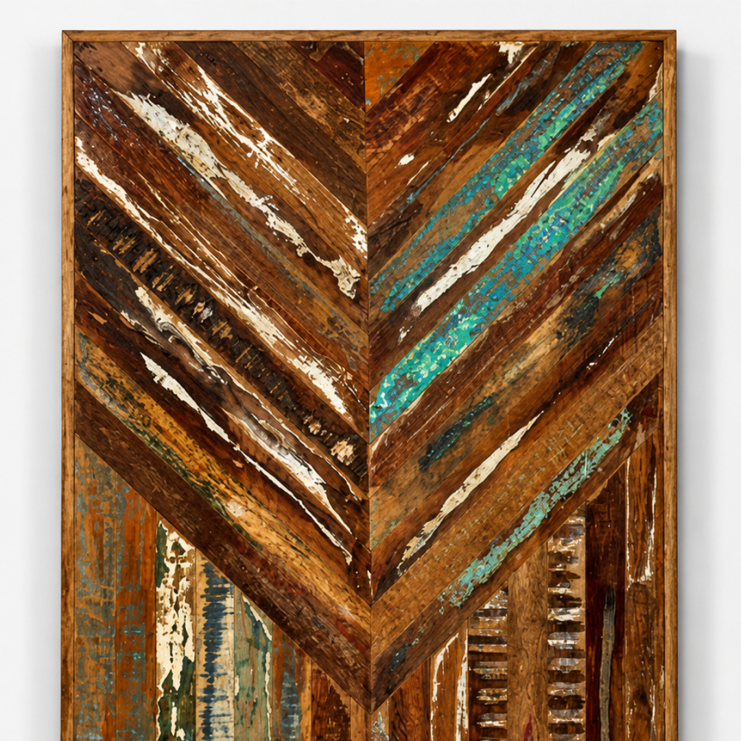 Handmade Reclaimed Wood Chevron Table Top – Rustic Wooden Panel