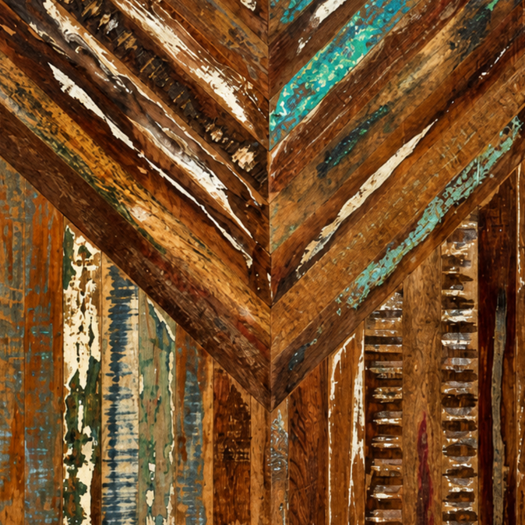Handmade Reclaimed Wood Chevron Table Top – Rustic Wooden Panel