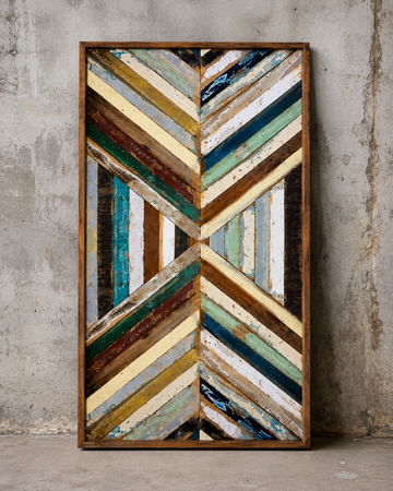 Handmade Reclaimed Wood Chevron Table Top – Rustic Wooden Panel